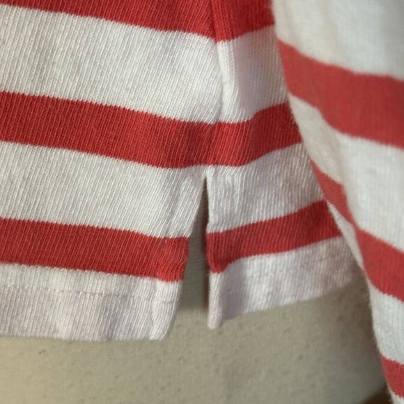 J.Crew Striped 100% Cotton Sweater Sz L Gathered Sleeve Crewneck White w Red - Picture 5 of 7